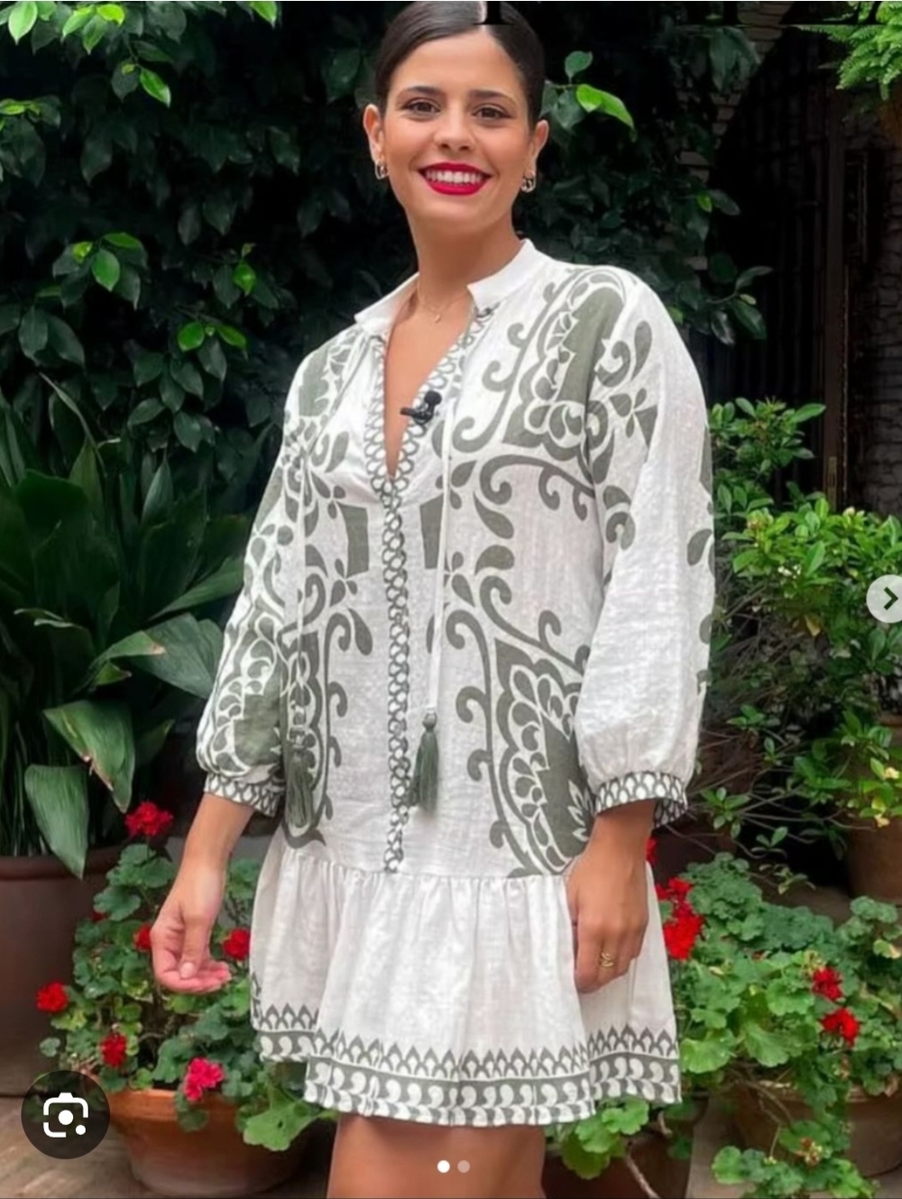 Zara Ecru & Khaki Bohemian Style Mini Shirt Dress